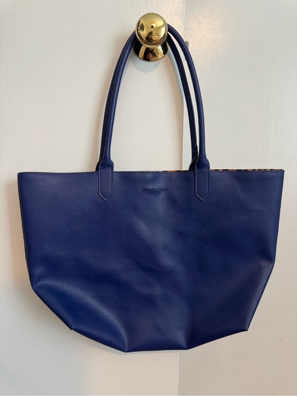 Bloomingdale's Navy Leather Tote